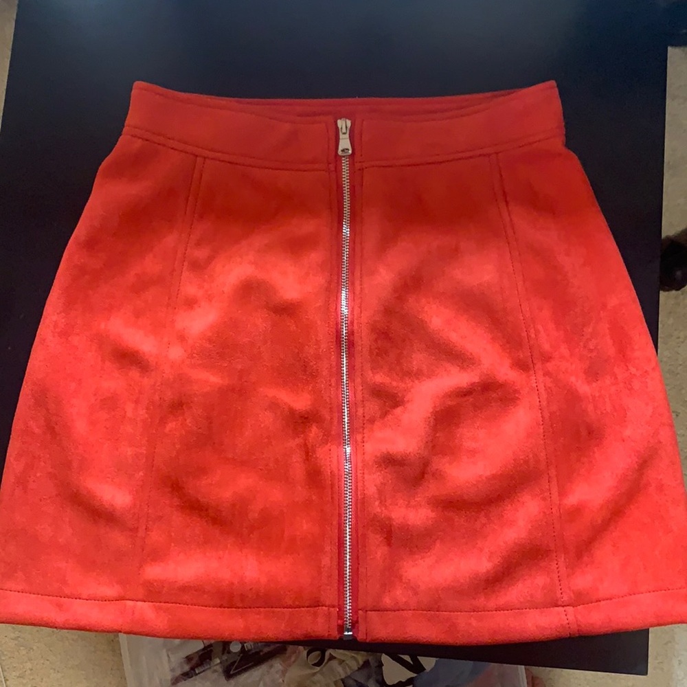 Suede red skirt